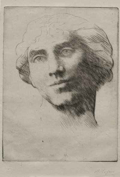 一个年轻女子的头。 作者 阿方斯·莱格罗斯（Alphonse Legros）