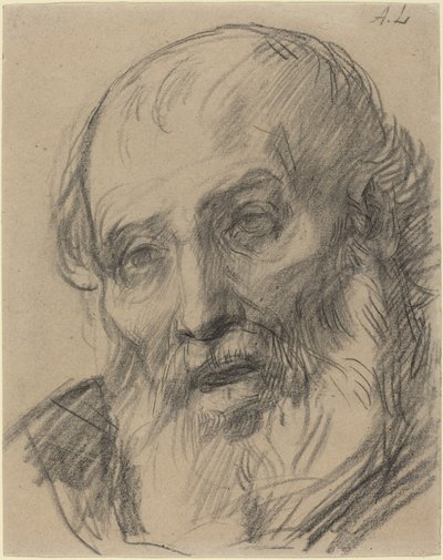 一个老人的头。 作者 阿方斯·莱格罗斯（Alphonse Legros）