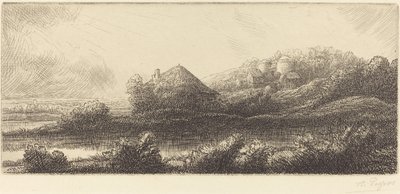 沼泽地里的小屋 Cabane dans les marais. 作者 阿方斯·莱格罗斯（Alphonse Legros）