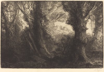 在康特维尔的森林里 Dans la foret de Conteville. 作者 阿方斯·莱格罗斯（Alphonse Legros）