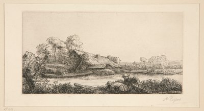 La Ferme sur la Riviere：晚间效果 作者 阿方斯·莱格罗斯（Alphonse Legros）