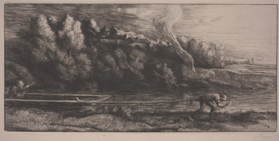 景观与船（蚀刻） 作者 阿方斯·莱格罗斯（Alphonse Legros）