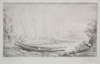 出发去钓鱼，在薄雾中。 作者 阿方斯·莱格罗斯（Alphonse Legros）