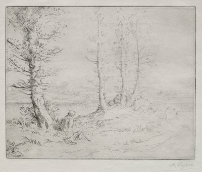 沿着河岸 作者 阿方斯·莱格罗斯（Alphonse Legros）