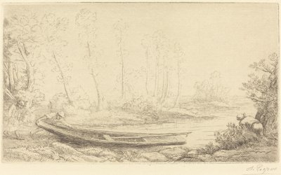 拿着枪的男人，右侧人物 (Pecheurs des truites) 作者 阿方斯·莱格罗斯（Alphonse Legros）