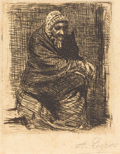 老妇人坐着 La vieille femme assise. 作者 阿方斯·莱格罗斯（Alphonse Legros）
