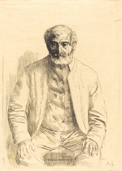 老人坐在Vieillard assis。 作者 阿方斯·莱格罗斯（Alphonse Legros）