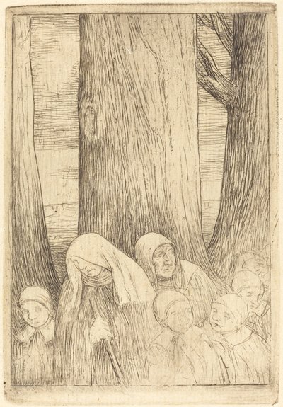 孤儿（Les orphelins (?)）。 作者 阿方斯·莱格罗斯（Alphonse Legros）