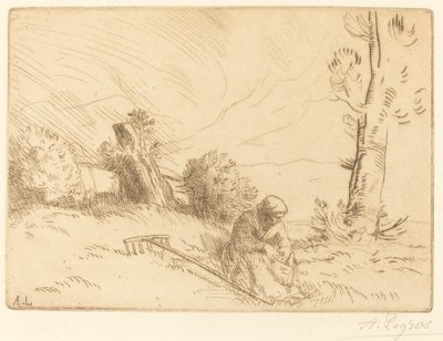 坐在树篱旁的农妇 坐在树篱旁的农妇。 作者 阿方斯·莱格罗斯（Alphonse Legros）