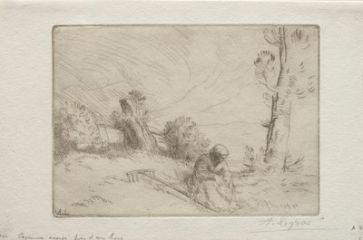 石栅栏附近的农民。 作者 阿方斯·莱格罗斯（Alphonse Legros）