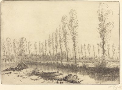 亚眠附近的胡杨树（亚眠附近，les tourbieres）。 作者 阿方斯·莱格罗斯（Alphonse Legros）
