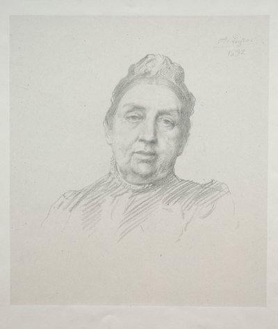 肯普夫人的画像，前视图第3板。 作者 阿方斯·莱格罗斯（Alphonse Legros）