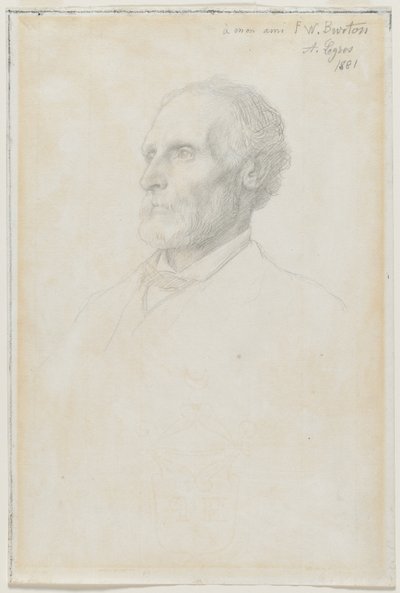 伦敦国家美术馆馆长弗雷德里克·W·伯顿爵士的肖像，1881年。 作者 阿方斯·莱格罗斯（Alphonse Legros）