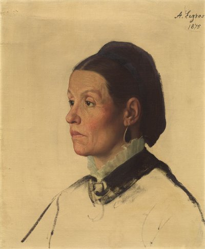 一个女人的画像，1875年。 作者 阿方斯·莱格罗斯（Alphonse Legros）