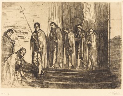 离开教堂的游行队伍 La sortie de la procession. 作者 阿方斯·莱格罗斯（Alphonse Legros）
