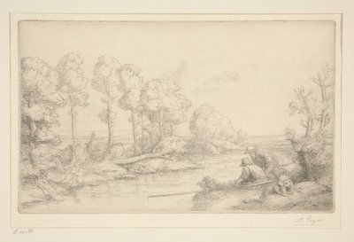在河畔小憩 作者 阿方斯·莱格罗斯（Alphonse Legros）