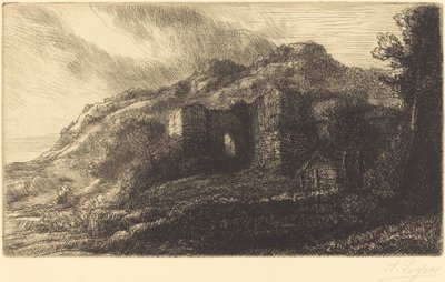 城堡的废墟 Les ruines du chateau. 作者 阿方斯·莱格罗斯（Alphonse Legros）