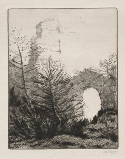 一座修道院的废墟。 作者 阿方斯·莱格罗斯（Alphonse Legros）