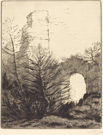 修道院的废墟 Les ruines du monastere. 作者 阿方斯·莱格罗斯（Alphonse Legros）