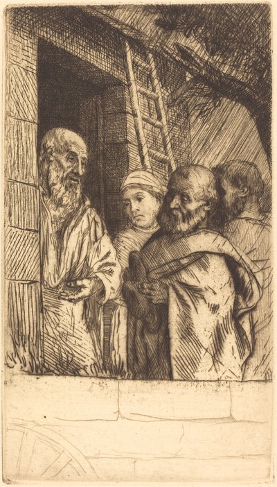 圣彼得和圣保罗在Bonhomme Misere的门口 作者 阿方斯·莱格罗斯（Alphonse Legros）
