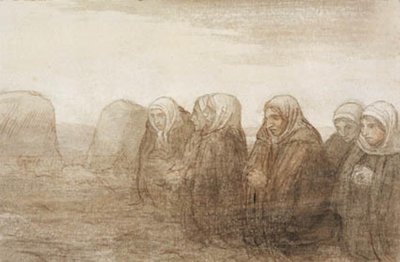 六位农妇在秋天的田野里祈祷 作者 阿方斯·莱格罗斯（Alphonse Legros）
