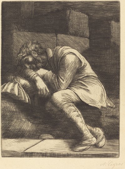 沉睡的乞丐 作者 阿方斯·莱格罗斯（Alphonse Legros）