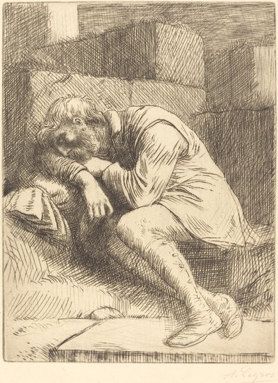 睡觉的乞丐 乞丐在睡觉。 作者 阿方斯·莱格罗斯（Alphonse Legros）