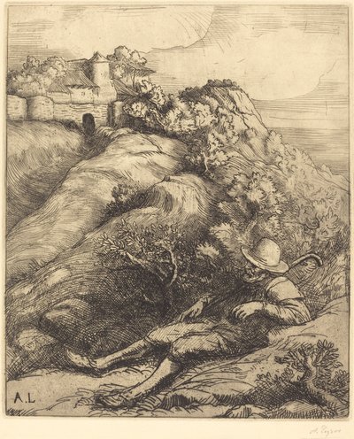 沉睡的牧羊人 Le repos du berger. 作者 阿方斯·莱格罗斯（Alphonse Legros）