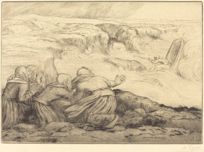 处于危险中的小船 Barque en peril. 作者 阿方斯·莱格罗斯（Alphonse Legros）