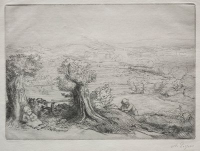 一个谷的纪念品在伯根地。 作者 阿方斯·莱格罗斯（Alphonse Legros）