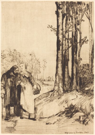 疗养院漫步 (La promenade du convalescent) 作者 阿方斯·莱格罗斯（Alphonse Legros）