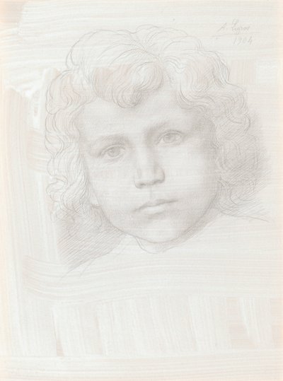 女孩的丘比特头的研究，1904年。 作者 阿方斯·莱格罗斯（Alphonse Legros）