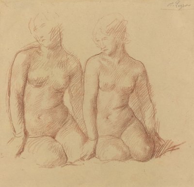 两个并排坐着的人物研究。 作者 阿方斯·莱格罗斯（Alphonse Legros）