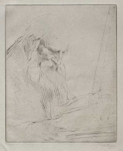 男人读书的研究。 作者 阿方斯·莱格罗斯（Alphonse Legros）