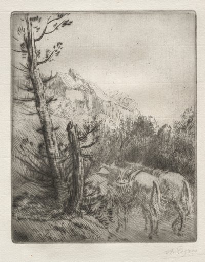 山上的农场。 作者 阿方斯·莱格罗斯（Alphonse Legros）