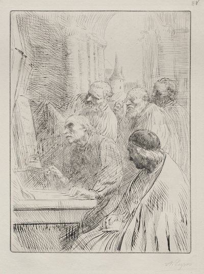 教堂里的僧侣。 作者 阿方斯·莱格罗斯（Alphonse Legros）