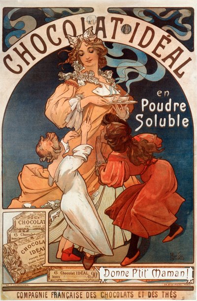 Advertising poster for Chocolate ideal 作者 Alphonse Mucha