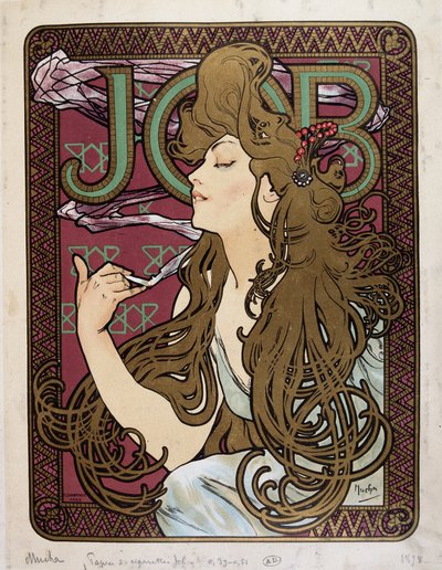 慕夏《工作烟纸》的广告海报 作者 Alphonse Mucha