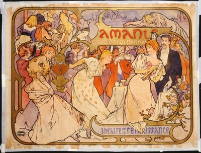 恋人，1895年 作者 Alphonse Mucha