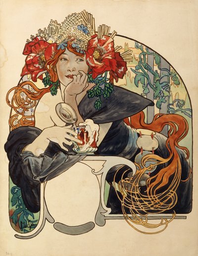 默兹啤酒， 作者 Alphonse Mucha