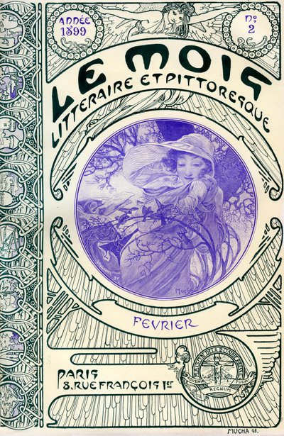 Cover of the magazine (monthly magazine) Le Month litteraire et picturesque by Alphonse Mucha (1860-1939): month of February 1899 - Maison de la Bonne Presse - 作者 阿方斯·慕夏