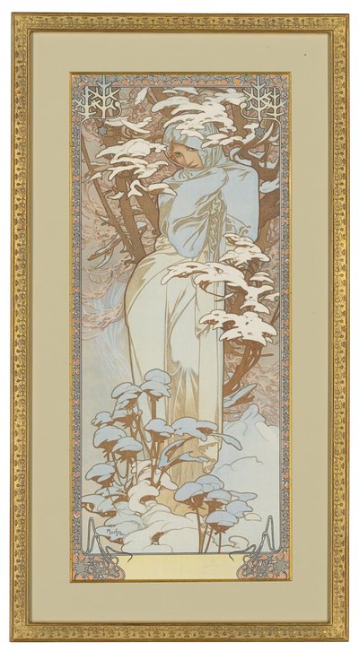 四个季节：冬天，1900年 作者 阿方斯·慕夏