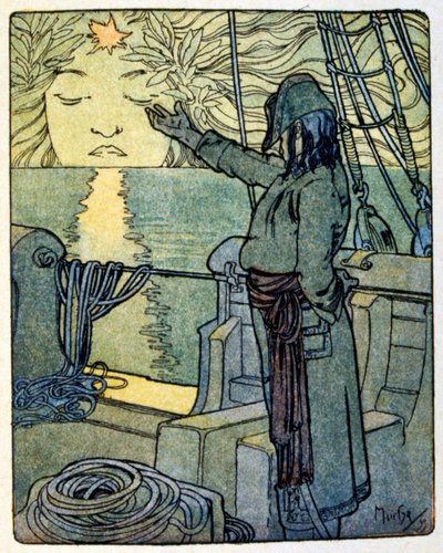 阿尔方斯·穆夏为《克里奥》（1900 年）一书绘制的插图。 法国作家。 阿纳托尔法国。 阿纳托尔·法兰西 (1844 – 1924)。 是一位法国诗人。 记者。 和小说家。 作者 阿方斯·慕夏
