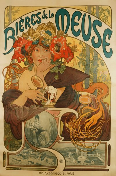 缪斯啤酒拉默兹啤酒，1897年 作者 Alphonse Mucha
