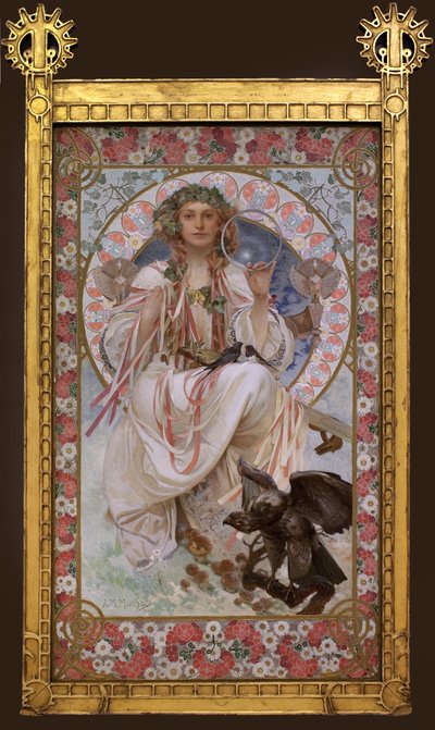 Josephine Crane Bradley 在斯拉维亚的肖像。 Alfons Mucha (1860-1939) 的画作，布面油画和蛋彩画 作者 阿方斯·慕夏