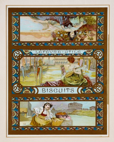 1910年左右，广告“ Lefevre-Utile”饼干的海报 作者 Alphonse Mucha