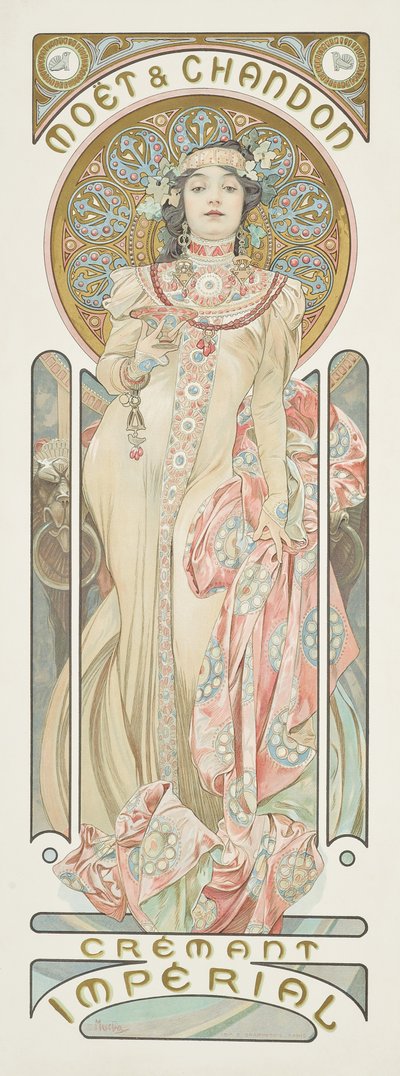 海报广告“ Mo悦香槟”，1899年 作者 Alphonse Mucha