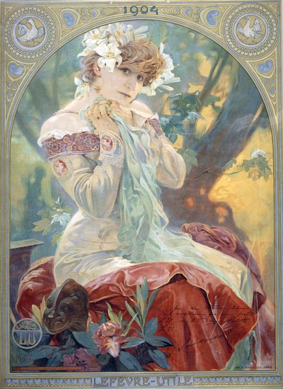 莎拉·伯恩哈特（Sarah Bernhardt）饰演Lointaine公主，1904年 作者 阿方斯·慕夏