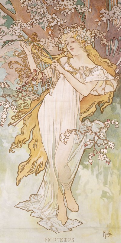 春天春季，约1896年 作者 阿方斯·慕夏
