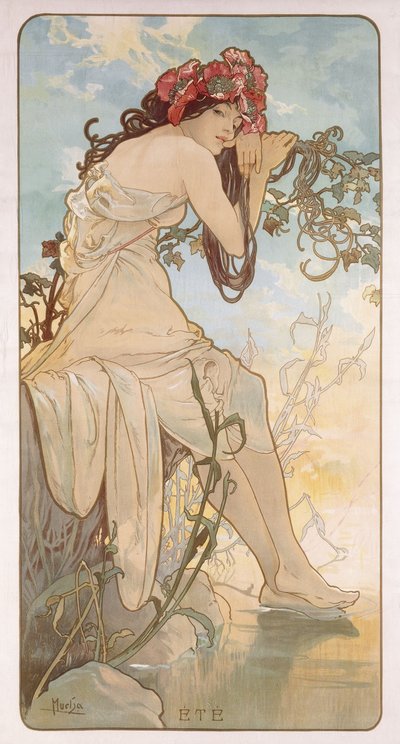 夏天;埃特，约1896年 作者 阿方斯·慕夏